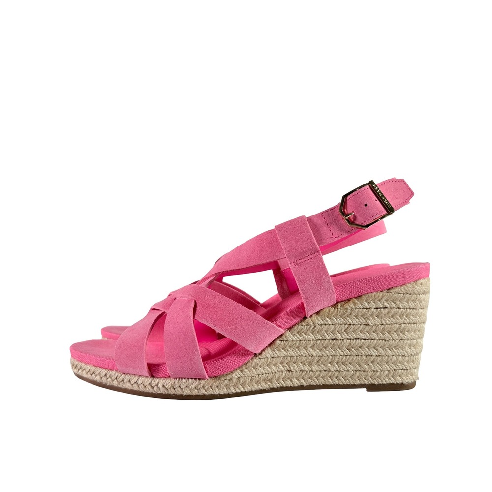 Cole Haan Crystal Wedge Sandal Pink Suede 8.5 NWT